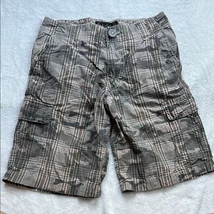 Black Jack Kids Plaid Cargo Shorts - Gray